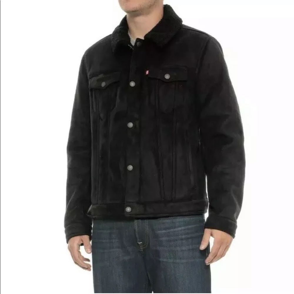 Levi's Men's Black Faux-Shearling Trucker Jacket